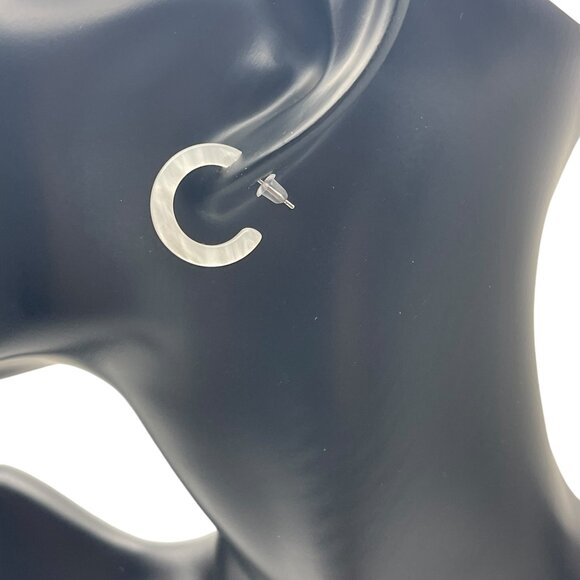 **Moon Stone Half Hoop C Shape Hanging Earrings - Picture 6 of 8